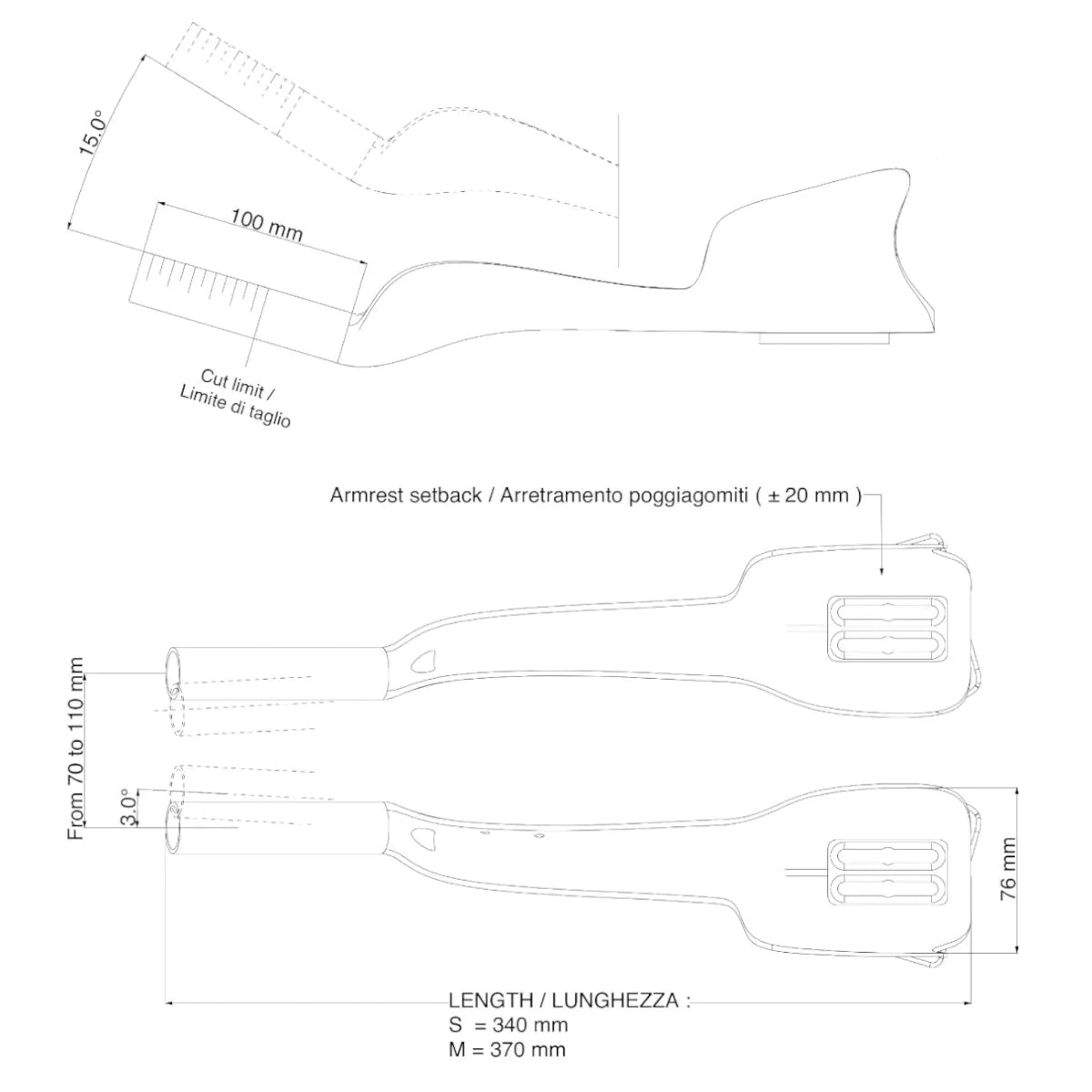 Extenders handlebar DEDA JET TWO CARBONE Size M