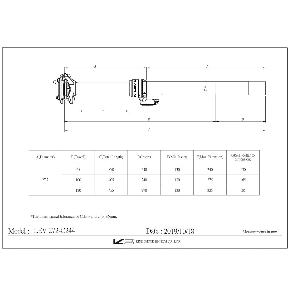 KS KIND SHOCK LEV telescopic seat post