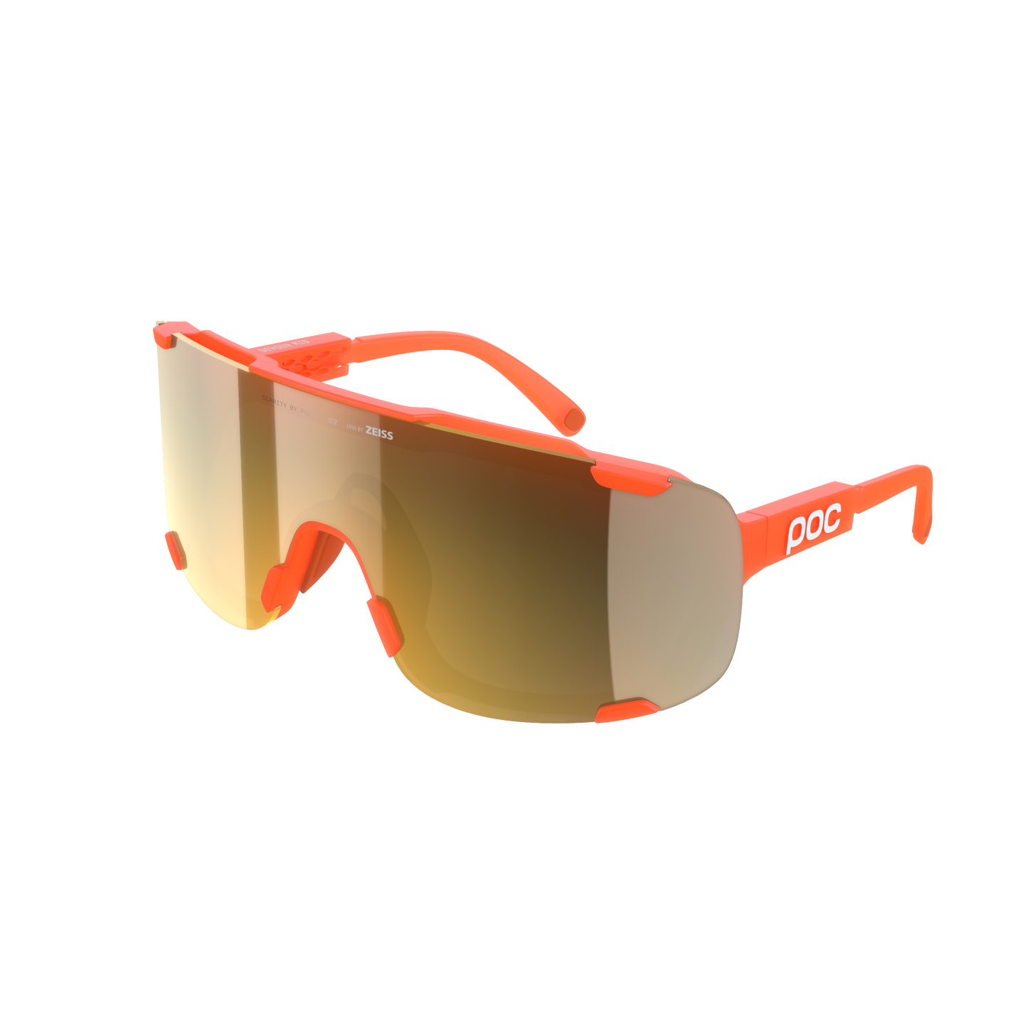 POC DEVOUR MID Translucent Orange Fluorescent Clarity Road Partly Sunny Gold Glasses
