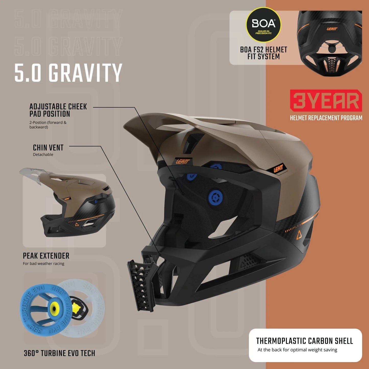 MTB Helmet LEATT GRAVITY 5.0 Brown