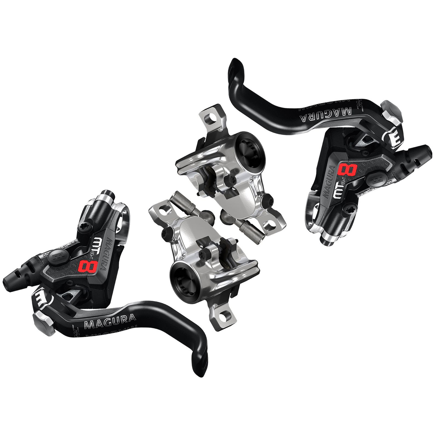 Pair of MAGURA MT8 PRO Discless Brakes Black / Silver