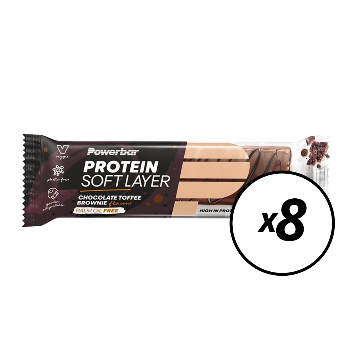 8 POWERBAR PROTEIN SOFT LAYER Recovery Bars (40g) Brownie Chocolate -Short Date