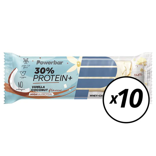 10 POWERBAR 30% PROTEIN PLUS Recovery Bars (55 g) Vanilla Coconut - Date Courte