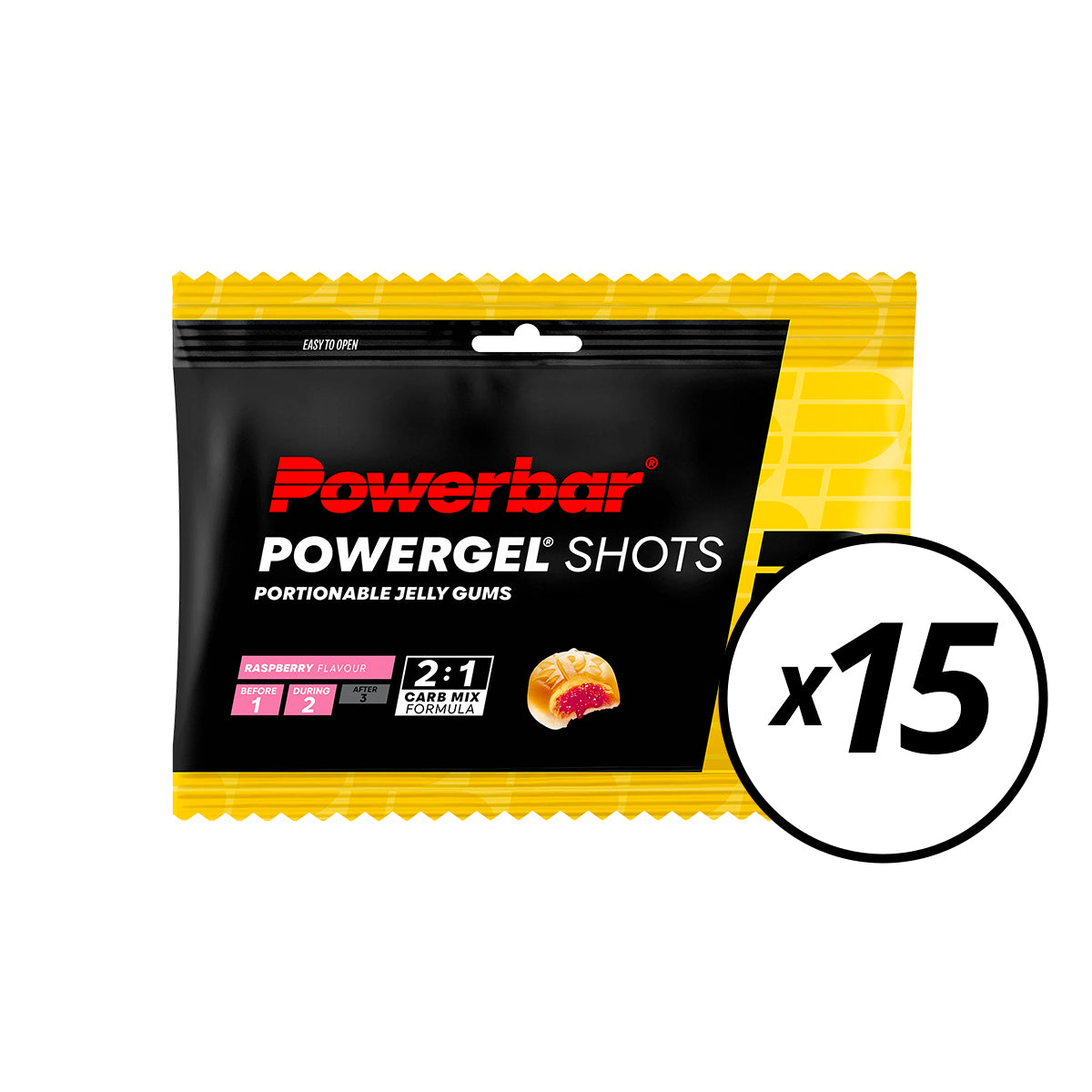 15 Packs of POWERBAR POWERGEL Shots (60gr) Raspberry -Short Date