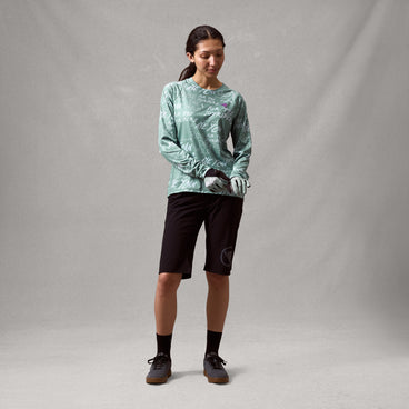 Women's ENDURA SINGLETRACK PRINT Long Sleeve Jersey Sage Green