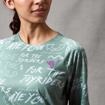Women's ENDURA SINGLETRACK PRINT Long Sleeve Jersey Sage Green