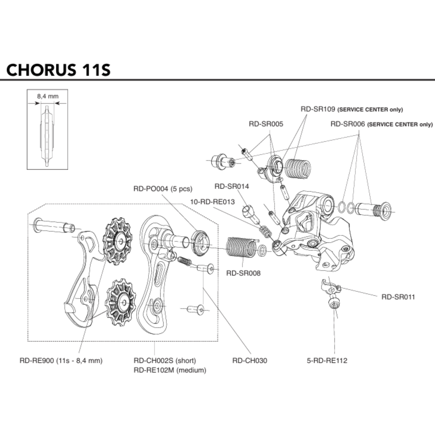 CAMPGNOLO CHORUS 11V Rear Derailleur Medium Cage