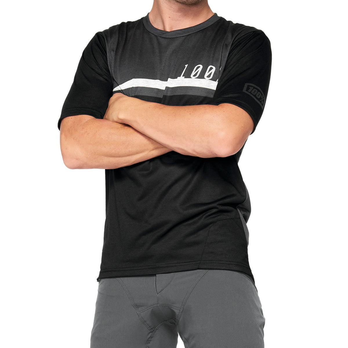 100% AIRMATIC Short Sleeve Jersey Black/Grey