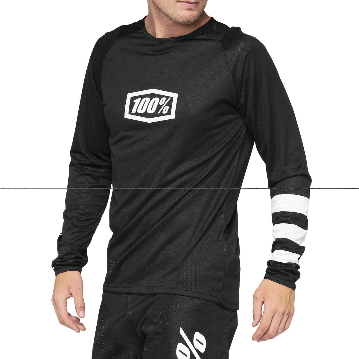 100% R-CORE Long Sleeve Jersey Black/White