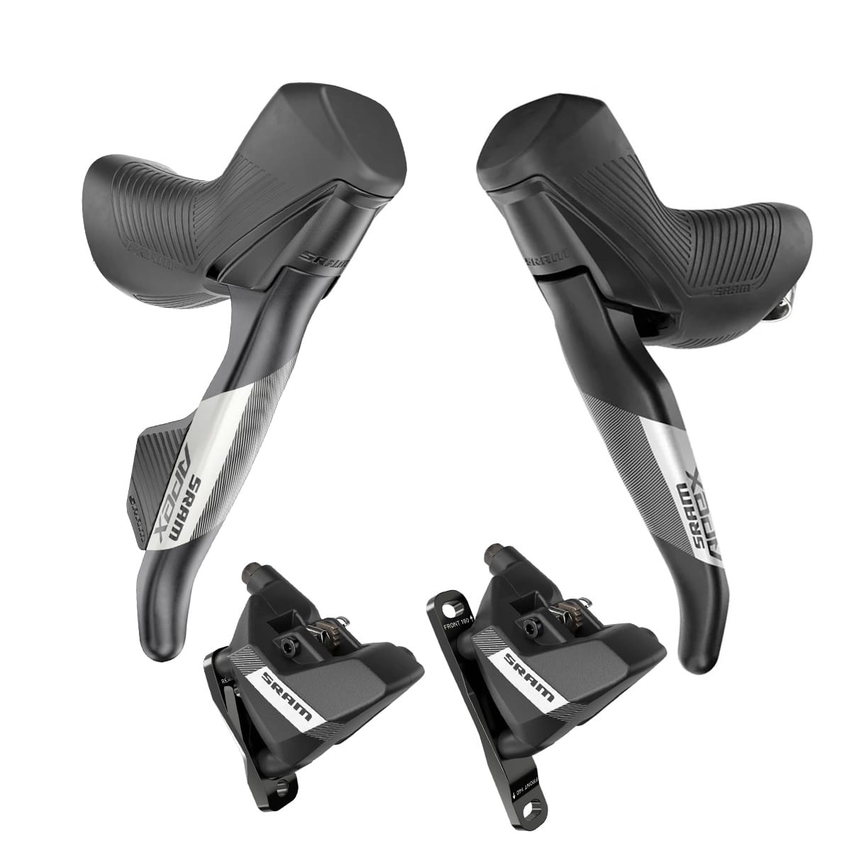 Pair of SRAM APEX AXS D1 HRD 1x12 Flat Mount Discless Levers and Calipers