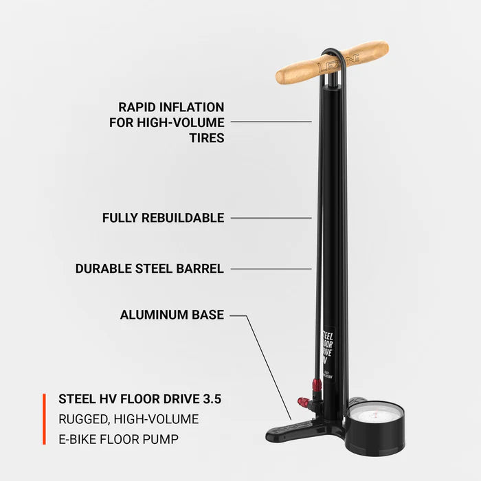 LEZYNE STEEL FLOOR DRIVE 3.5 HV Foot Pump Black