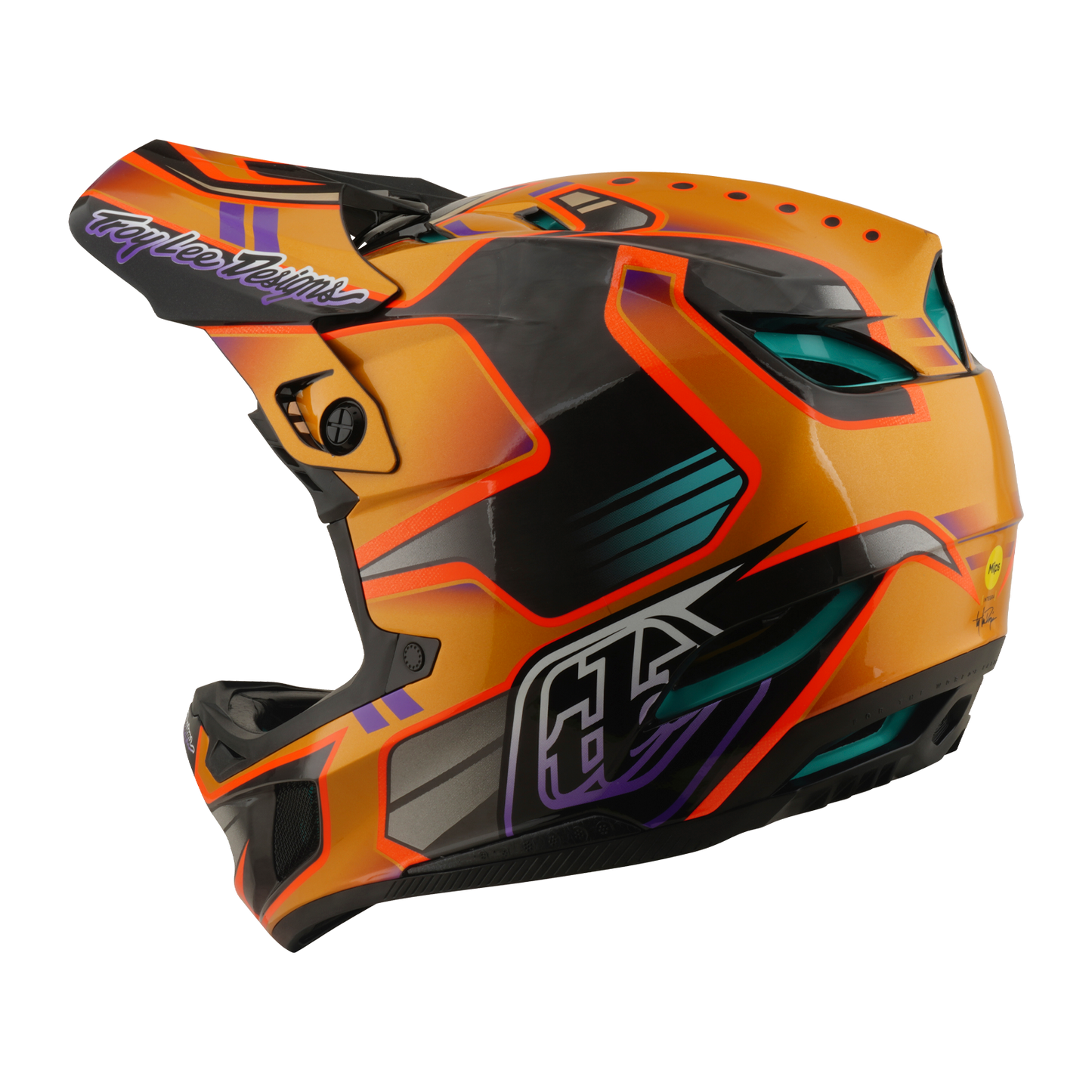 TROY LEE DESIGNS D4 CARBON MIPS Crest Gold MTB Helmet