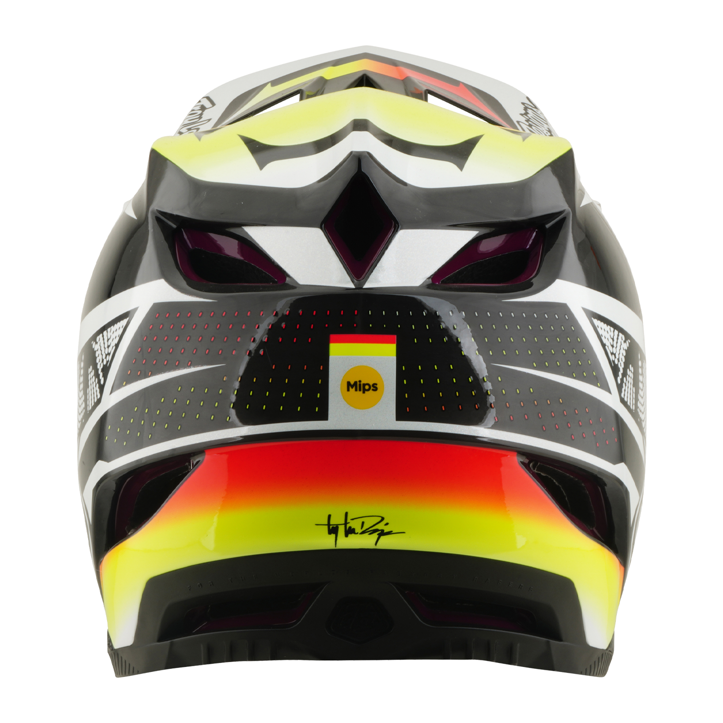 TROY LEE DESIGNS D4 CARBON MIPS Lined Up MTB Helmet Black/Yellow