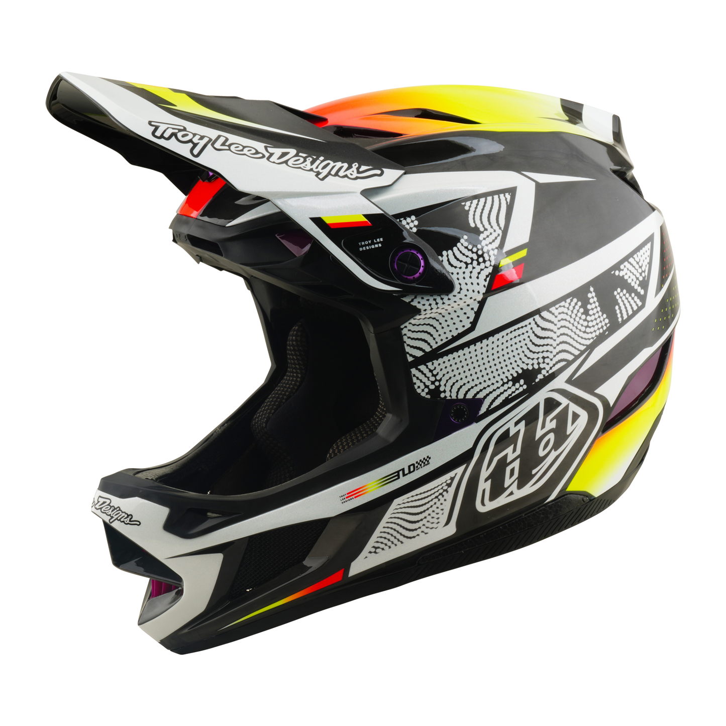 TROY LEE DESIGNS D4 CARBON MIPS Lined Up MTB Helmet Black/Yellow