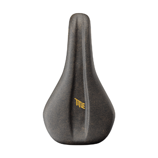 Title MS2 saddle, black and gold, three-quarter view
