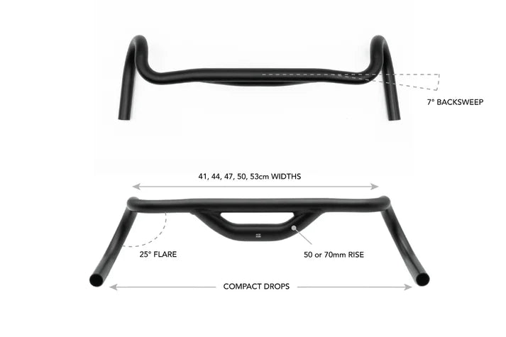 REDSHIFT Gravel Handlebar, Top Shelf 25° Flare Rise 70mm