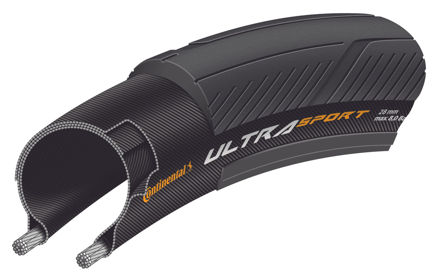 CONTINENTAL ULTRA SPORT III 700x23c TubeType Black tire