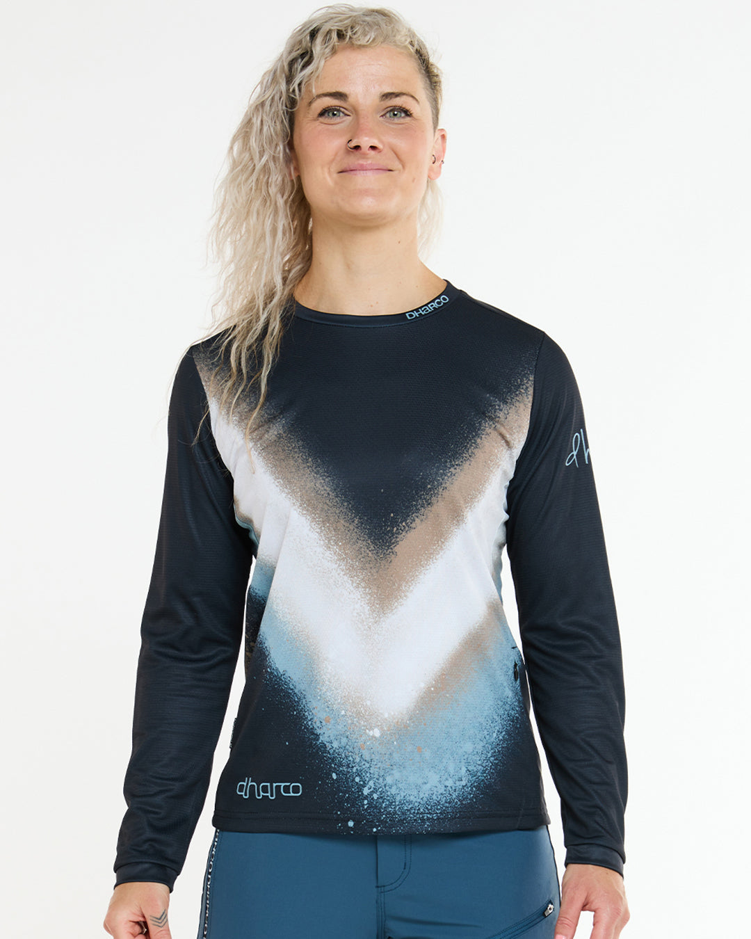 DHARCO GRAVITY GOLDEN STREAK Women's Long Sleeve Jersey Black/Blue