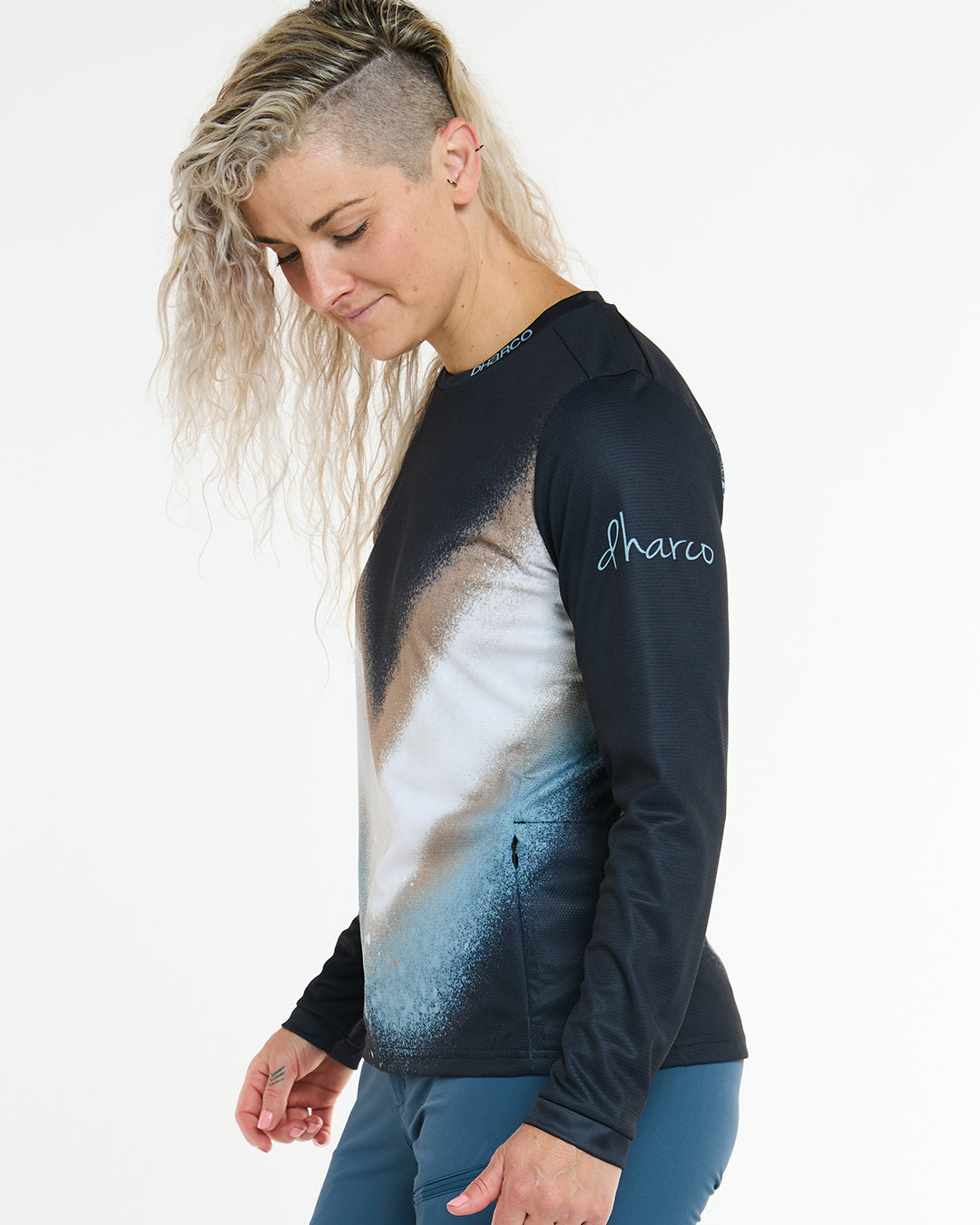 DHARCO GRAVITY GOLDEN STREAK Women's Long Sleeve Jersey Black/Blue