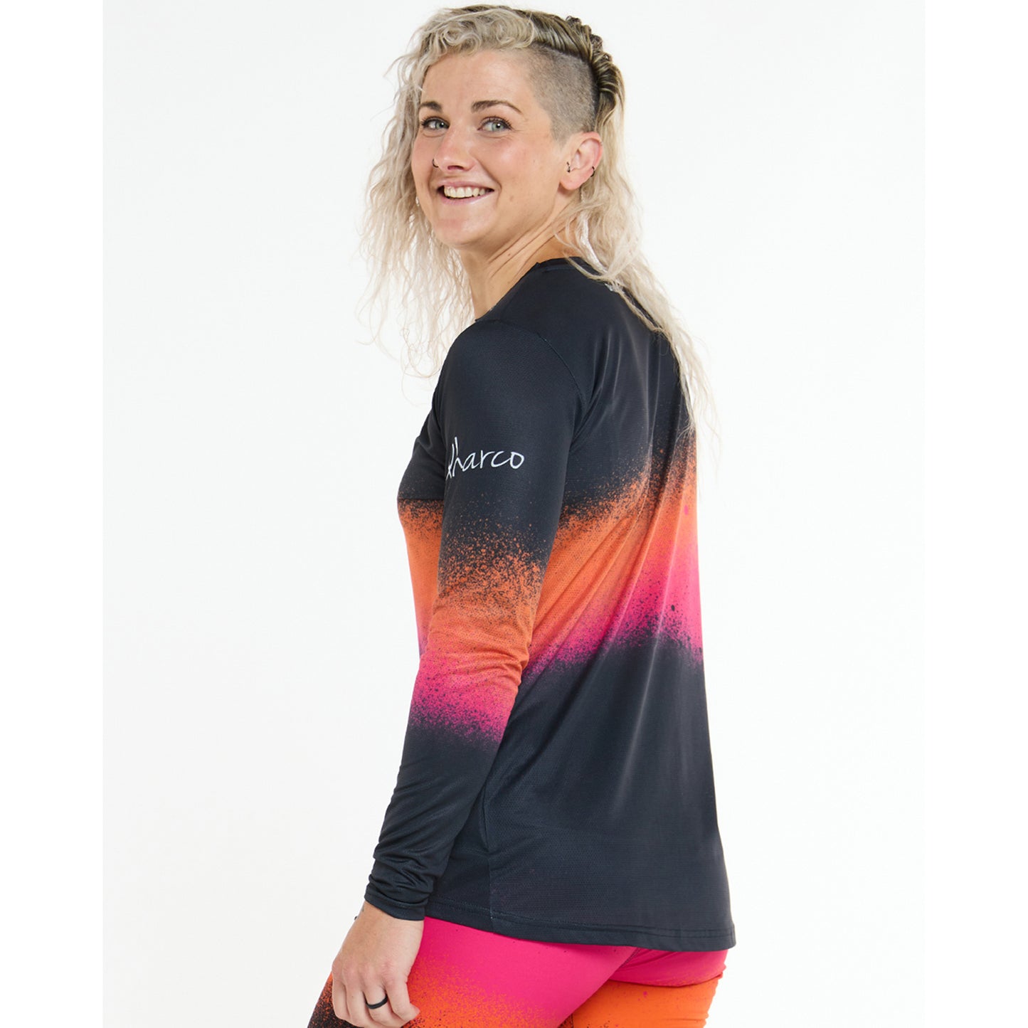 Women's DHARCO RACE BLACK SNAKE Long Sleeve Jersey Black/Orange
