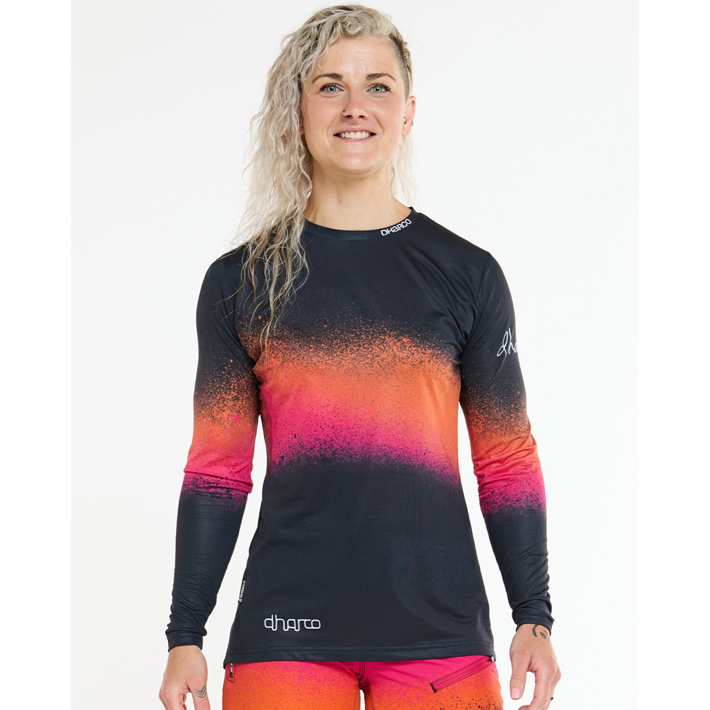 Women's DHARCO RACE BLACK SNAKE Long Sleeve Jersey Black/Orange