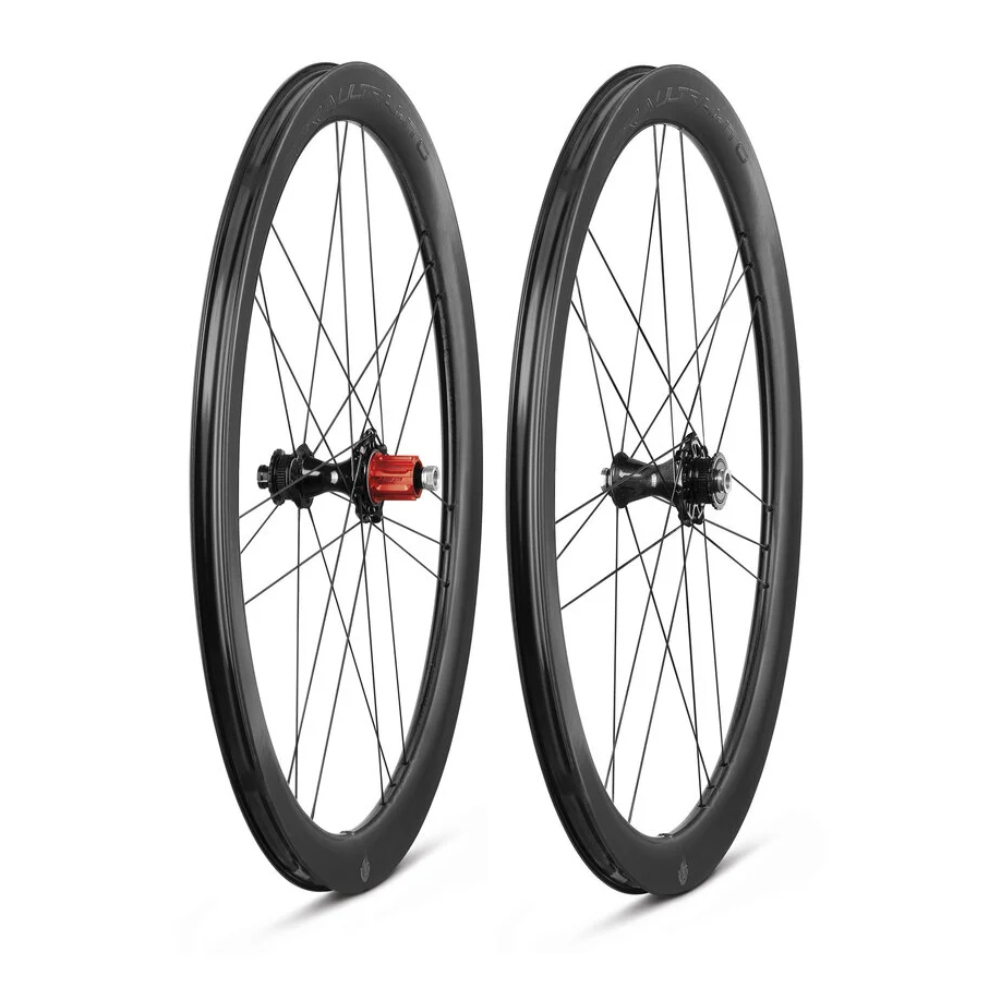Pair of CAMPAGNOLO BORA ULTRA WTO 45 C23 DISC Tubeless Ready Wheels (Center Lock) Chrome