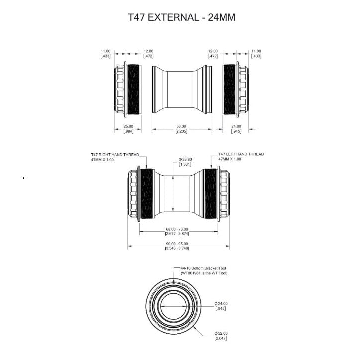WOLFTOOTH T47 External 24mm Black crankset