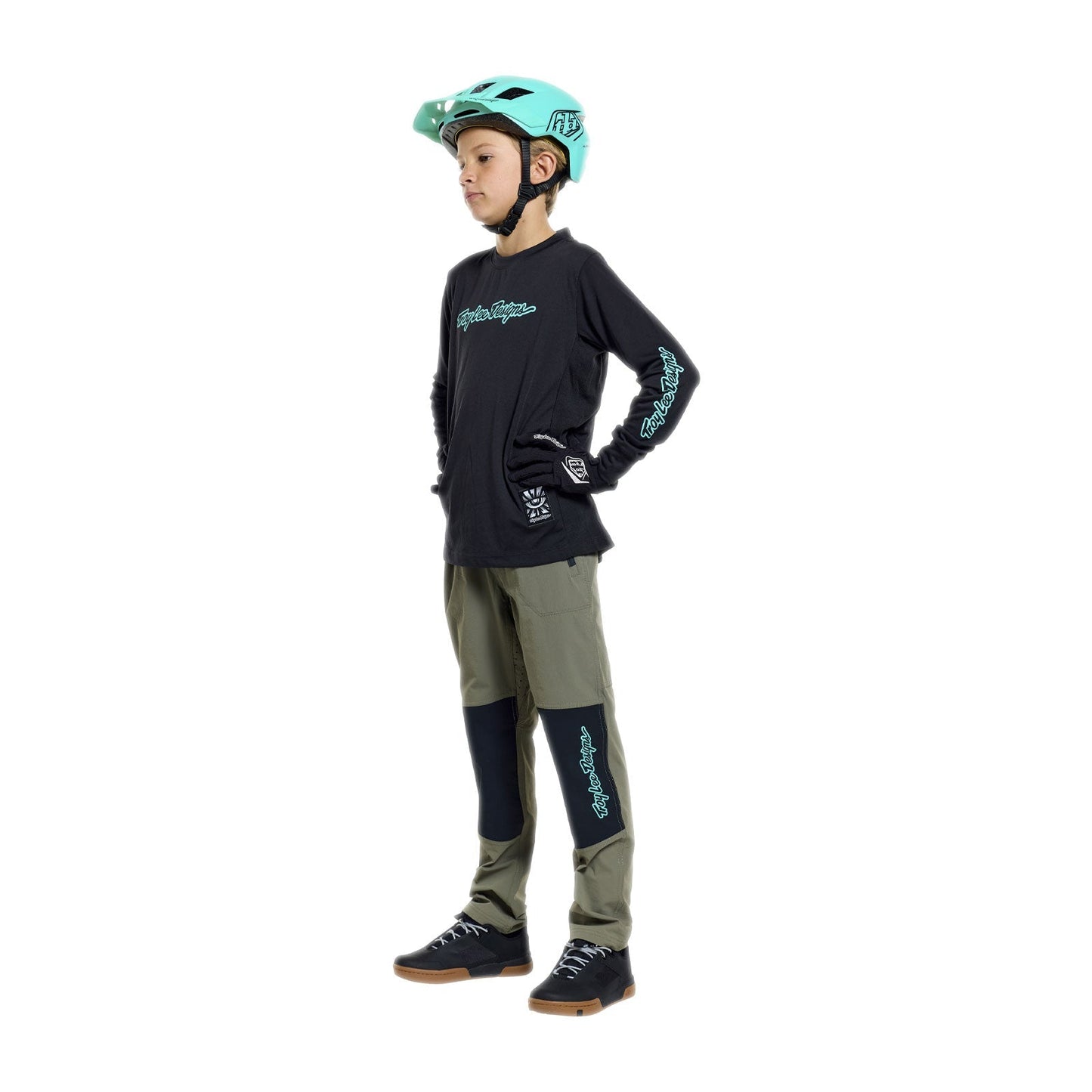 TROY LEE DESIGNS SKYLINE RIDE SIGNATURE Junior Long Sleeve Jersey Black/Green
