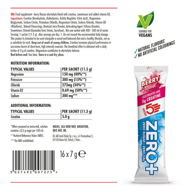 HIGH 5 ZERO+ Creatine HYDRATATION STICK (11.5g) Red Fruits
