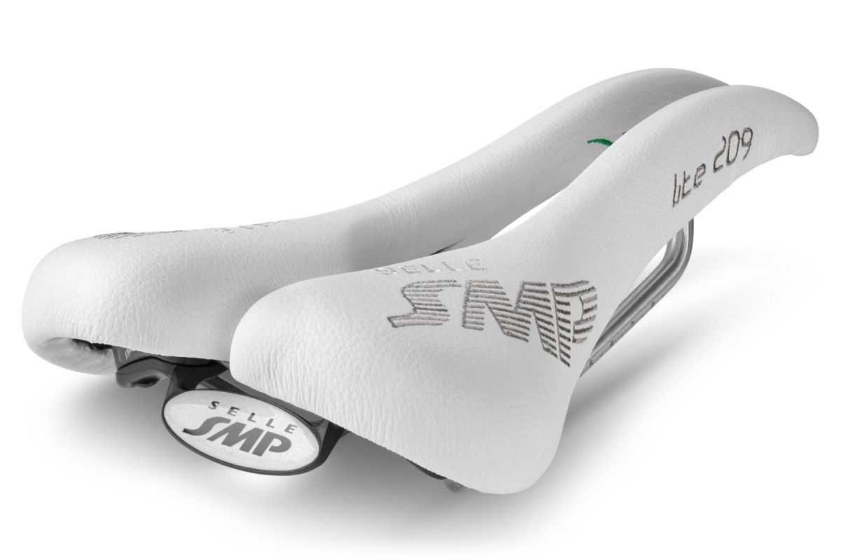 Saddle SMP LITE 209 Width 139mm Stainless steel rails White