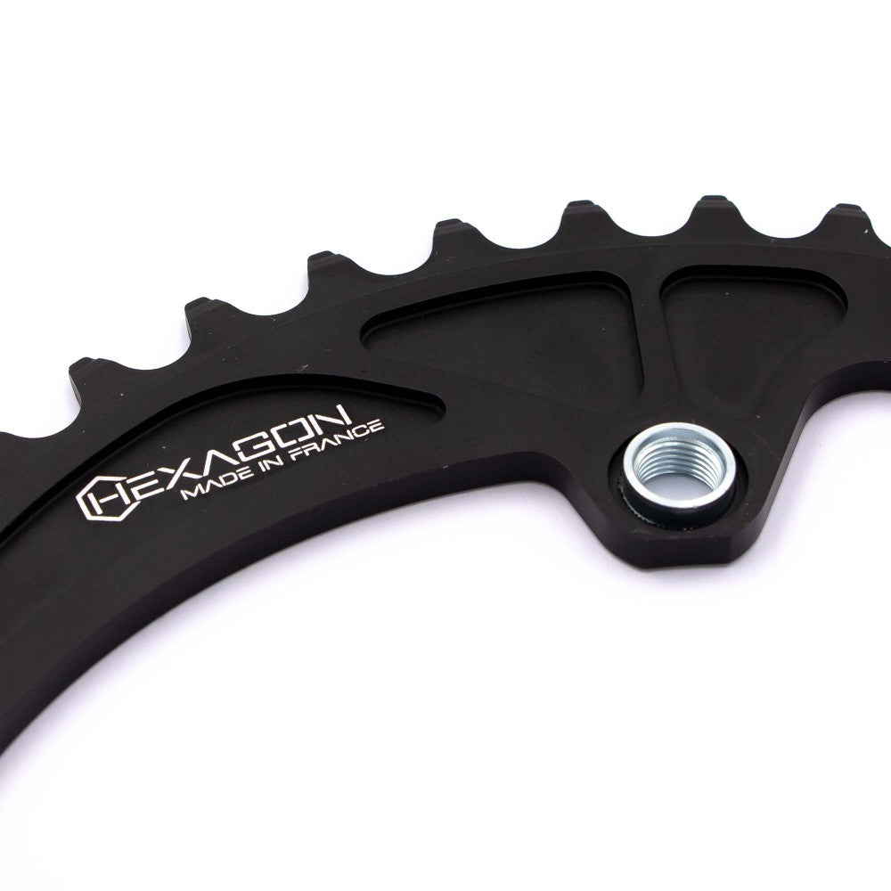 PRIDE HEXAGON Chainring 4 Threaded Bolts Black