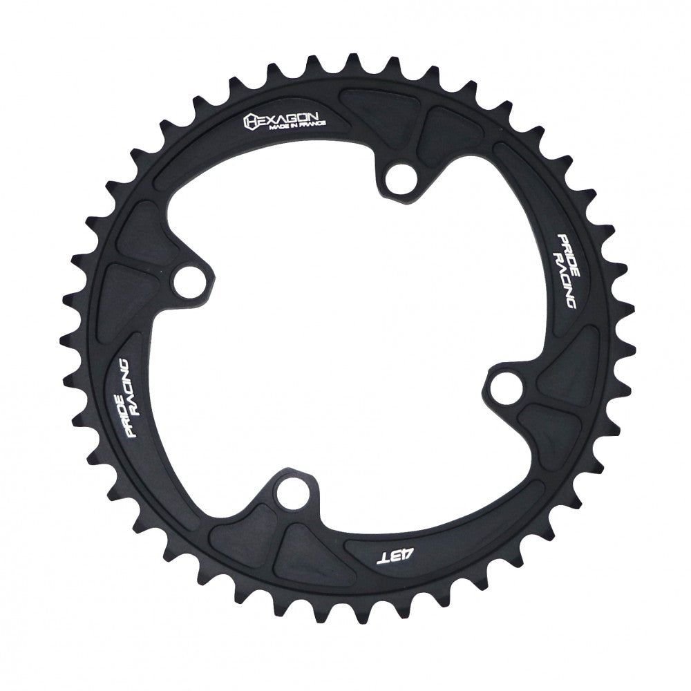 PRIDE HEXAGON Chainring 4 Non-Threaded Bolts Black