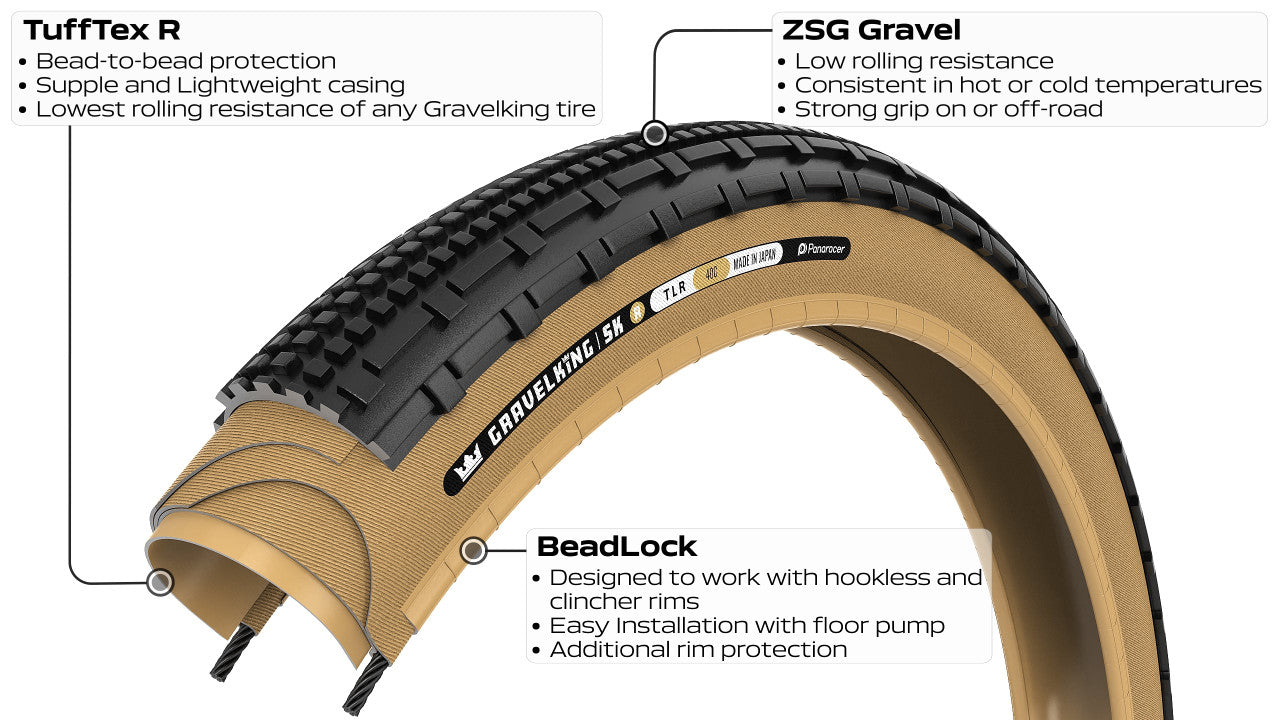 PANARACER GRAVELKING SK R TLR 700x35c Tubeless Ready Beige tire