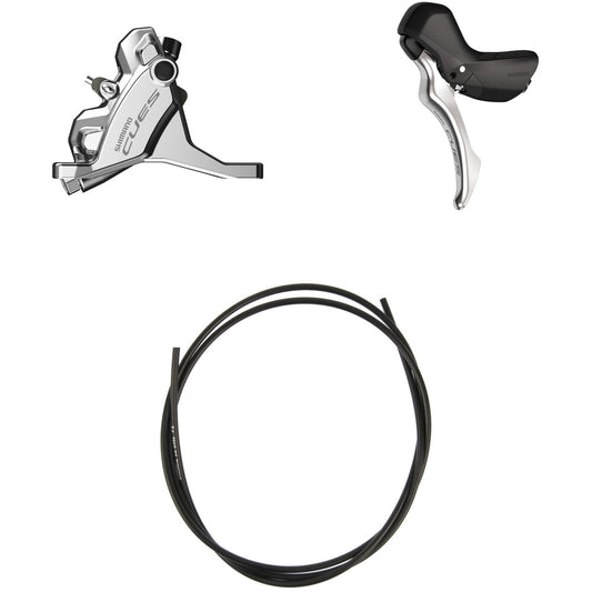 Left Lever and Front Caliper SHIMANO CUES U6030 Mono Flat Mount Without Disc – Polished Silver Edition