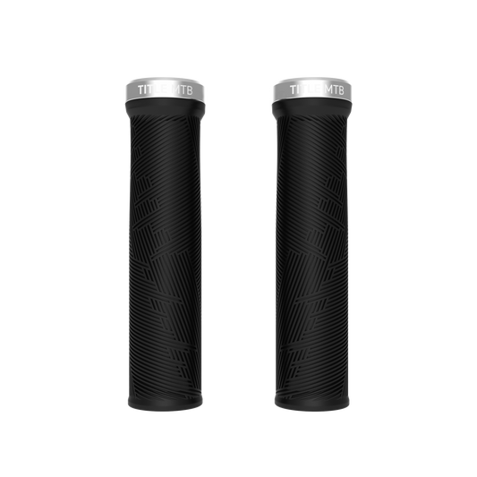 Title MTB FORM Lock-On XL Black Grips with chrome collar - pair front view
