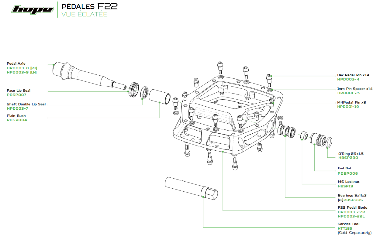 HOPE F22 Red flat pedals