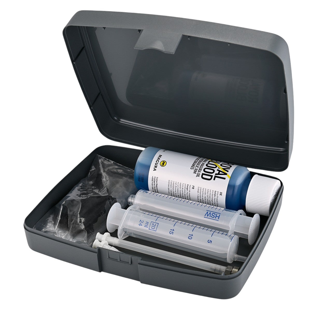 MAGURA Core bleeding kit (with mineral oil) for hydraulic brakes.