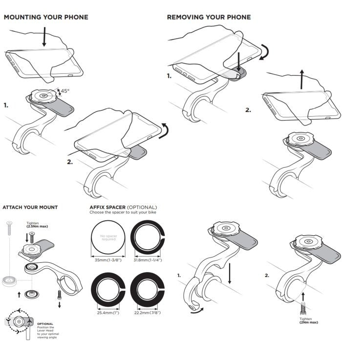 Mounting bracket for handlebar QUADLOCK OUT FRONT MOUNT PRO