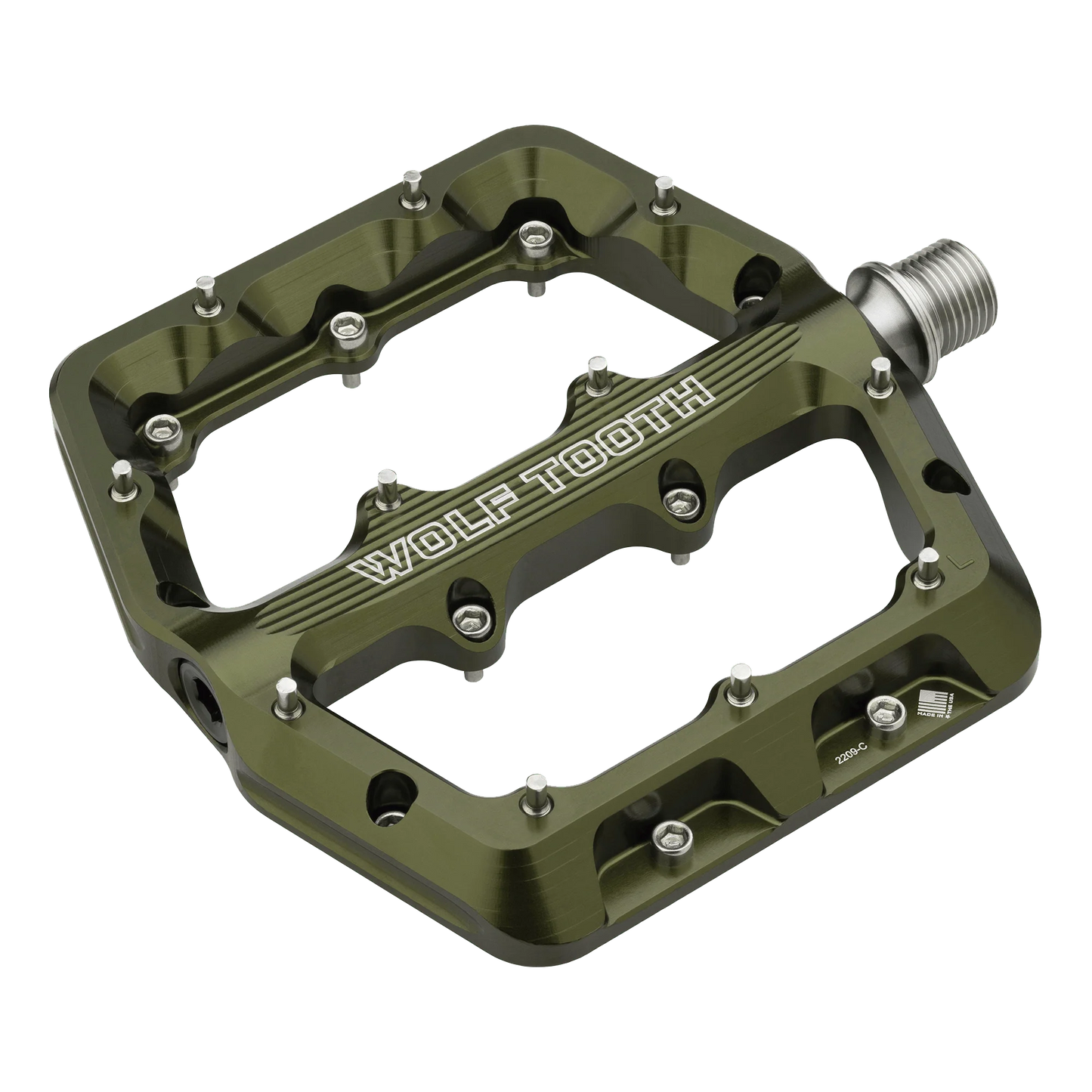 WOLF TOOTH WAVEFORM Large Olive Flat Pedals