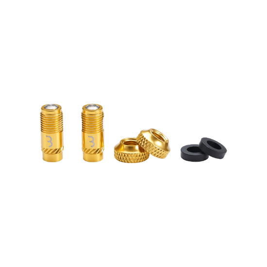 Set of 2 BBB CORE CAP Valve Tips with Gold Nuts