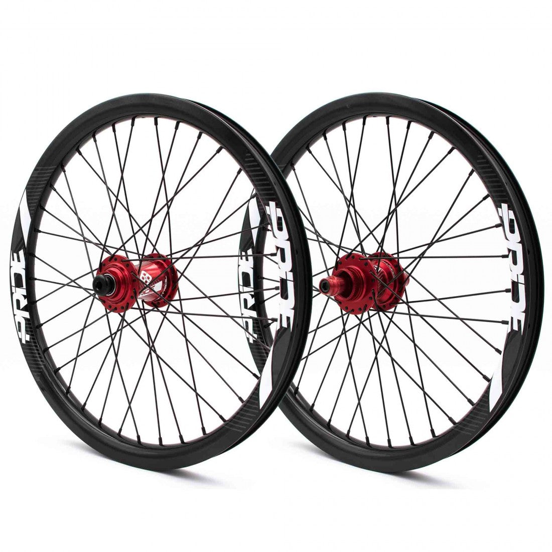 PRIDE 20" (406mm) Carbon Gravity Gloss Disc Pride Control 20/10mm Axles Red Wheelset