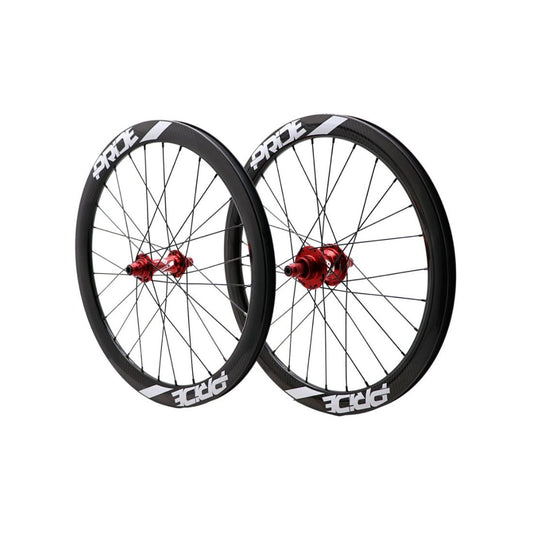 PRIDE 20" (451mm) Carbon Gravity Gloss Disc Pride Control V1 10/10mm Axles Red Wheelset