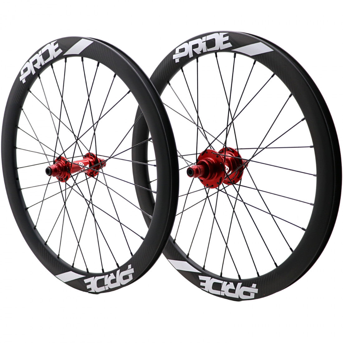 PRIDE 20" (451mm) Carbon Gravity Matt Disc Pride Control V1 10/10mm Axle Wheelset Red