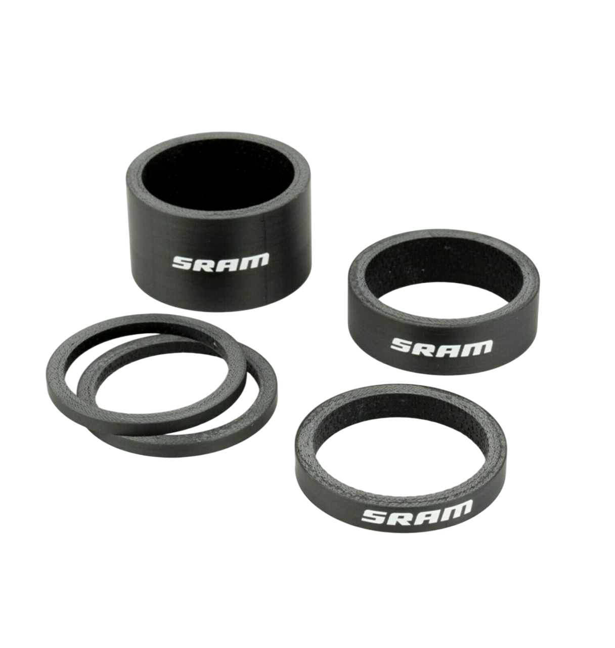 SRAM Carbon Logo White Headset Spacers (2.5mm x2, 5mm x1, 10mm x1, 20mm x1)