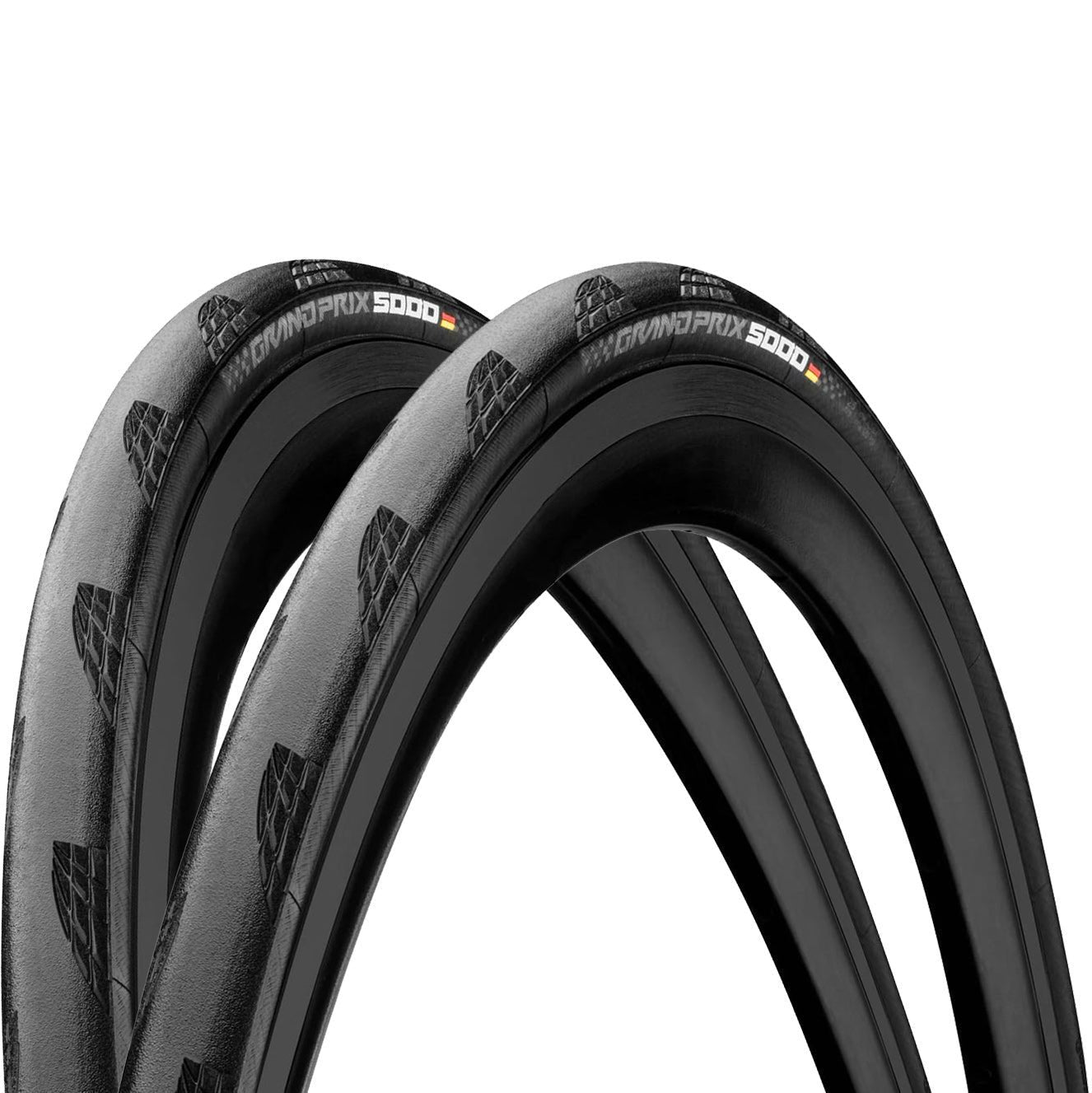 Pair of CONTINENTAL GRAND PRIX 5000 700x25c TubeType Black Tires + Pair of CONTINENTAL RACE 700x20/25c Presta 60mm Tubes