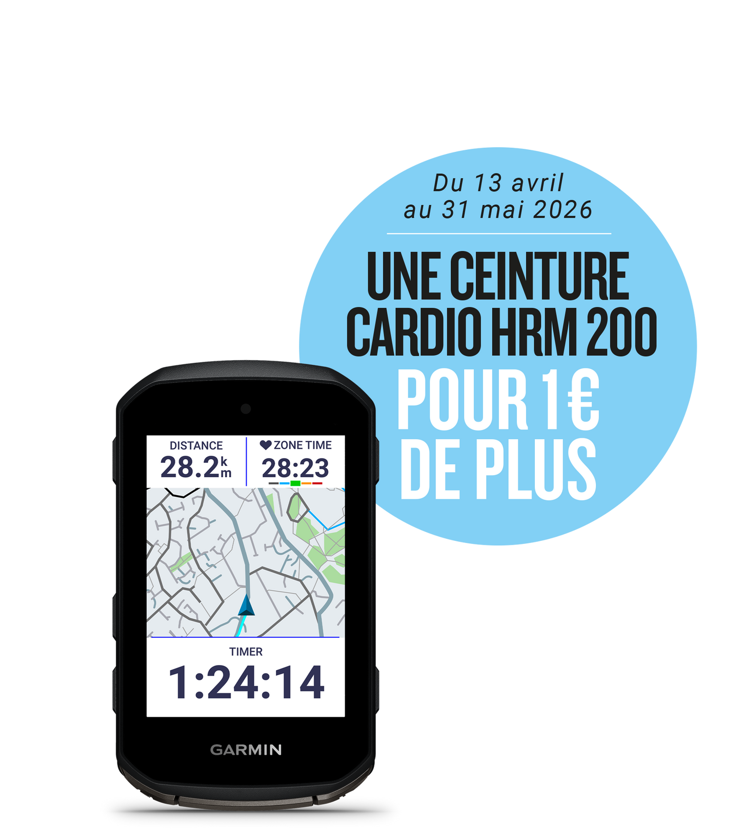 GARMIN EDGE 850 GPS + Your GARMIN HRM 200 Cardio Belt for €1 more