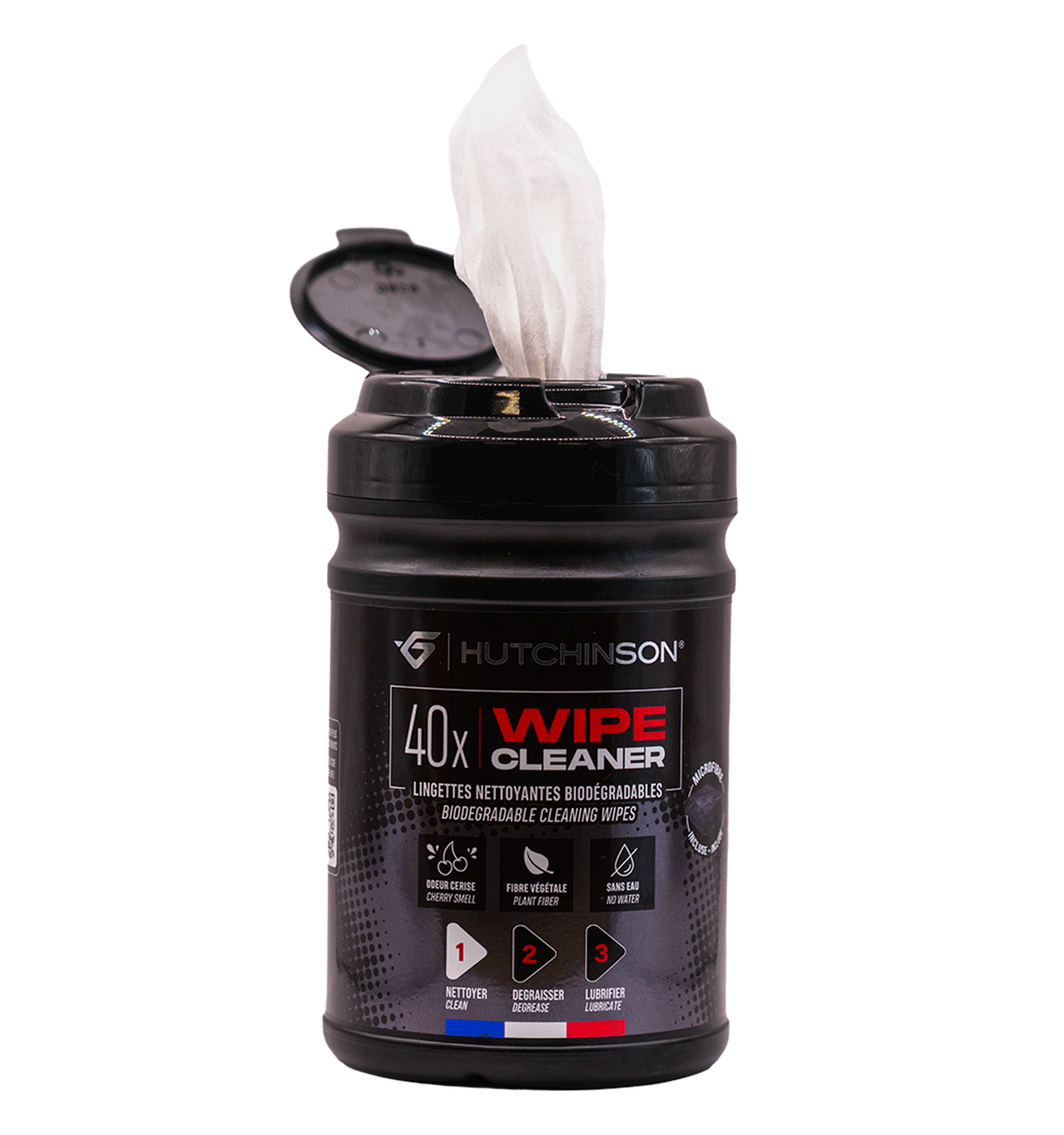 Cleaning Wipes HUTCHINSON WIPE CLEANER x40 + 1 Microfibre Cleaner